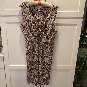 Chico’s Womens Animal Print Shift Dress Sz 2 Stretch Brown